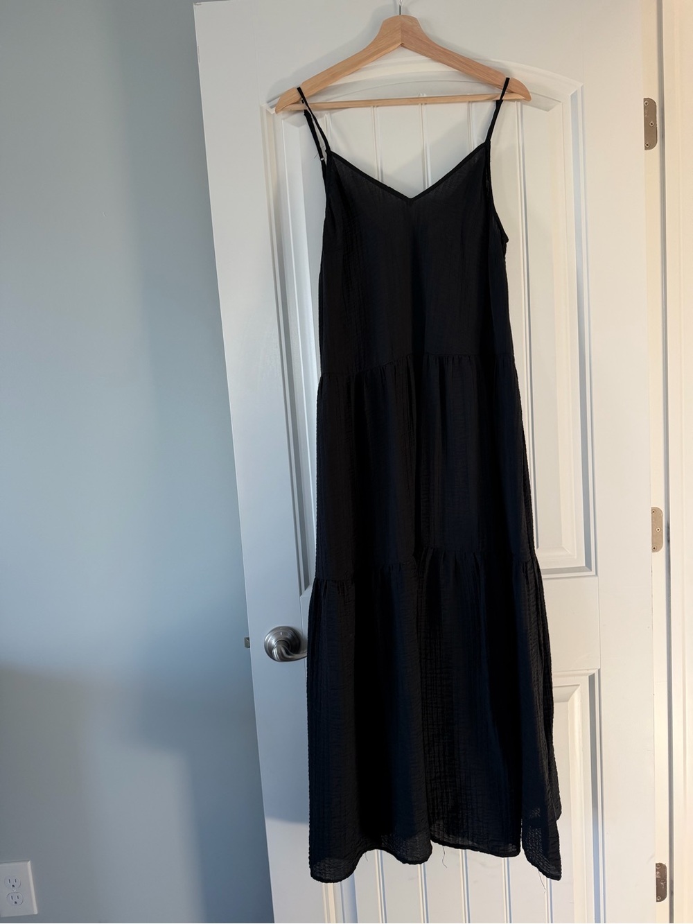 a new day Black Spaghetti-Strap Tiered Maxi Dress